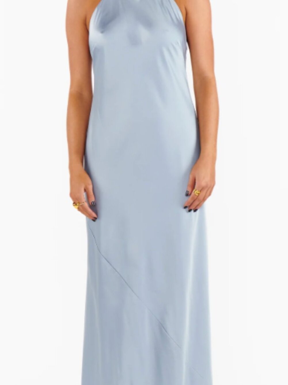 Show Me Your Mumu Lisa Maxi Dress ~ Steel Blue Luxe Satin